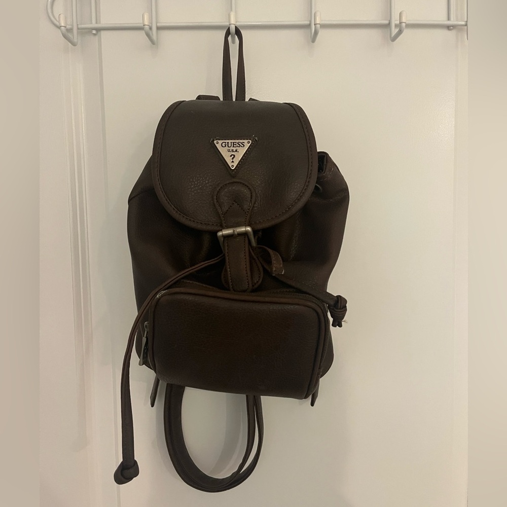Guess Dark Brown Leather Backpack